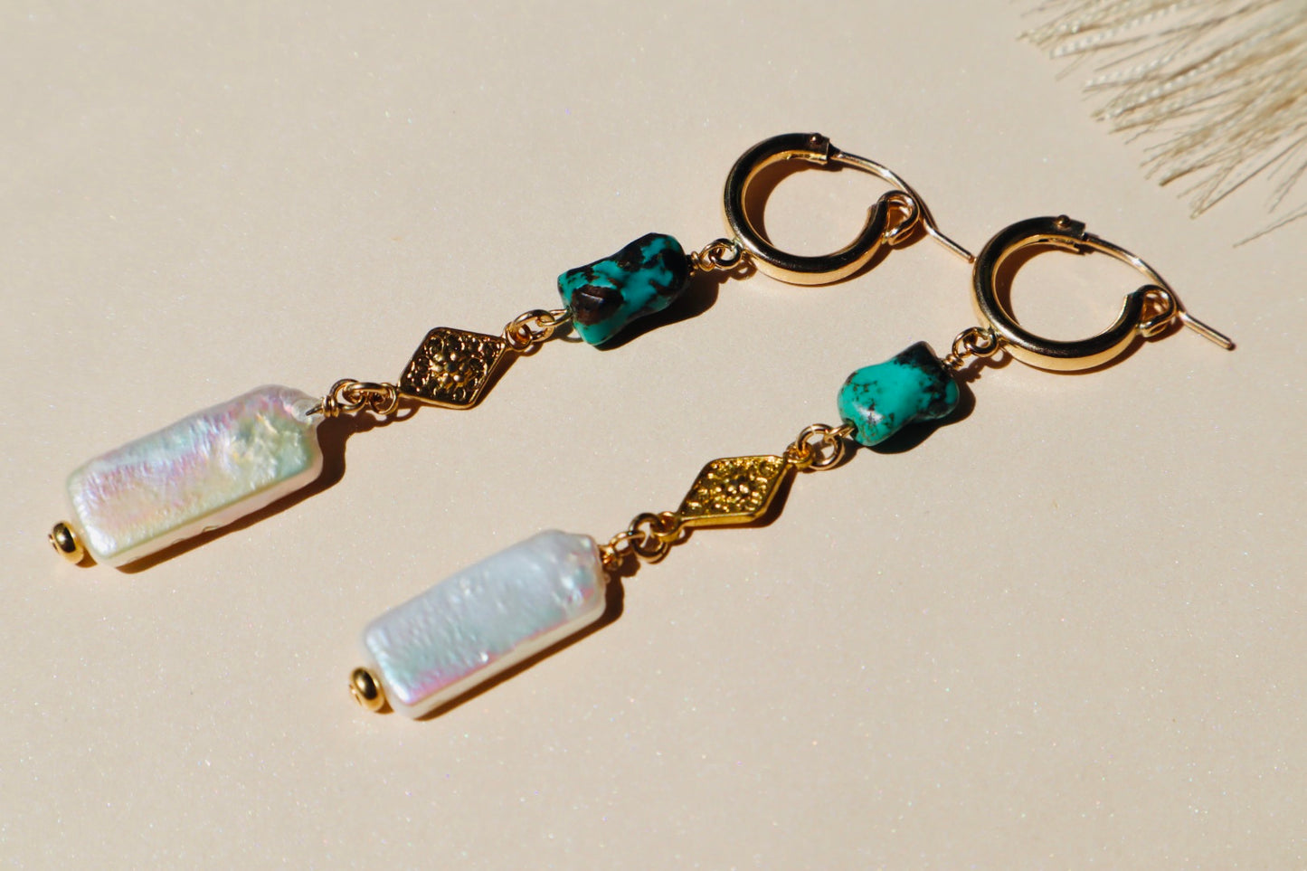 Freshwater pearl and gold drop earrings — Aphrodite earrings by Hera Jewels.