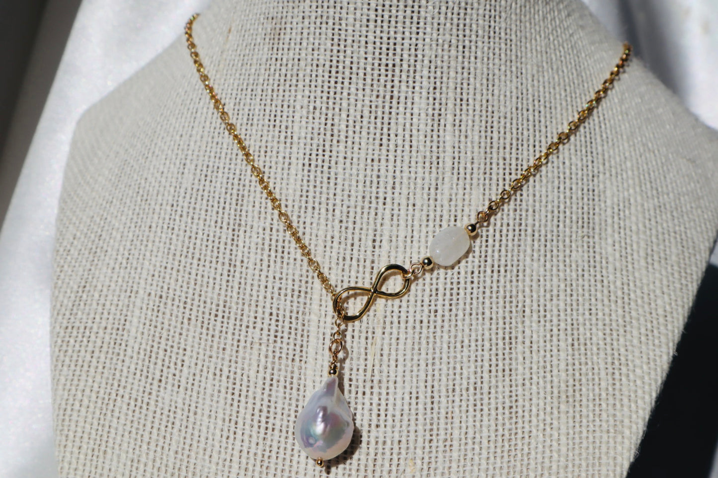 Celeste Infinity Moonstone & Pearl Chain Necklace