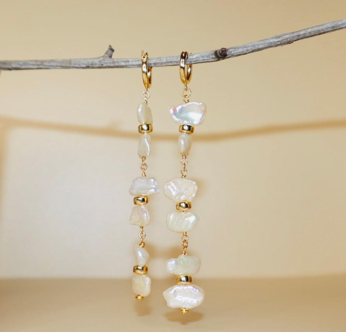 Freshwater pearl earrings with gold-filled rondelle accents — Cleo earrings by Hera Jewels.