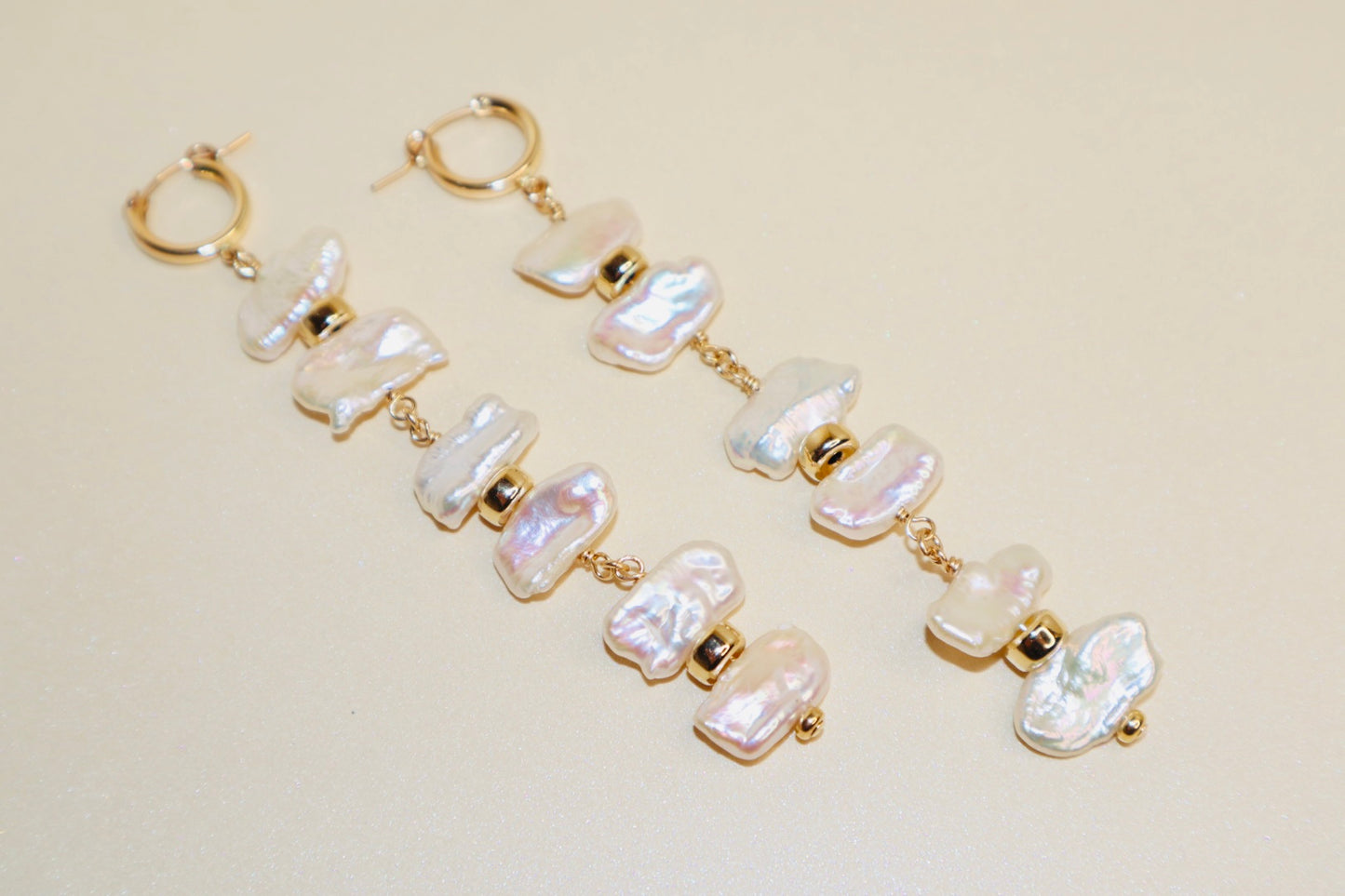 Freshwater pearl earrings with gold-filled rondelle accents — Cleo earrings by Hera Jewels.