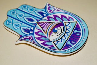 Trinket Jewelry Dish- blue and purple Hamsa Evil Eye