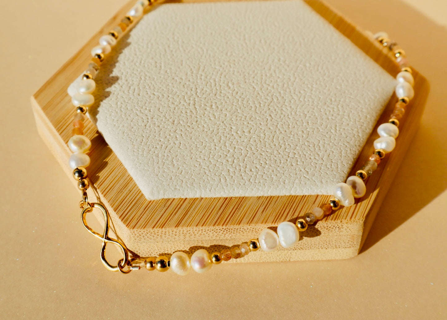 Sitar Moonstone and Pearl Infinity Choker