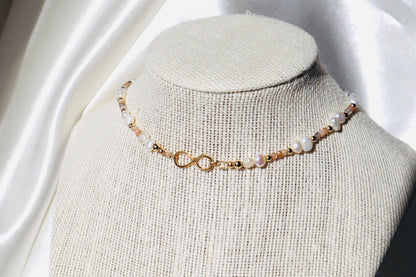 Sitar Moonstone and Pearl Infinity Choker