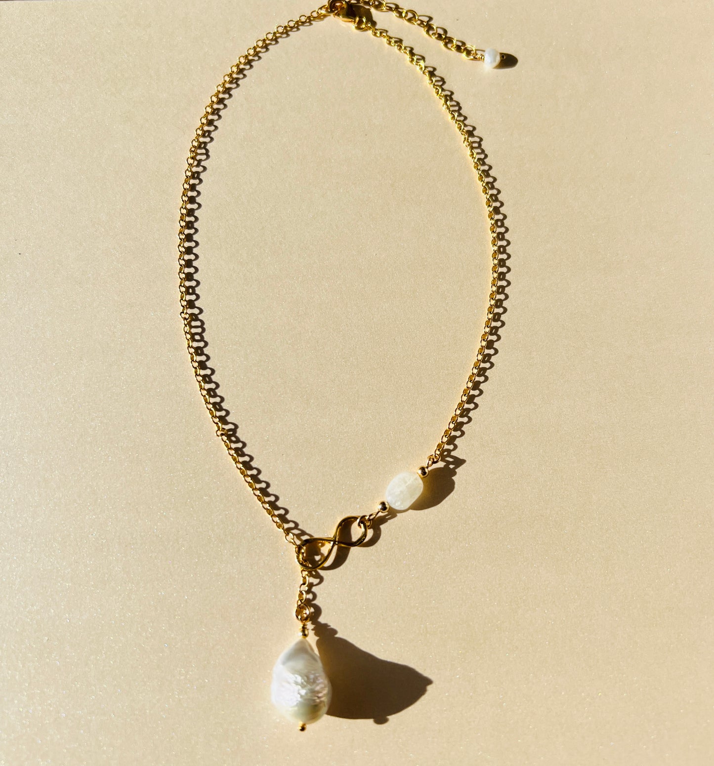 Celeste Infinity Moonstone & Pearl Chain Necklace
