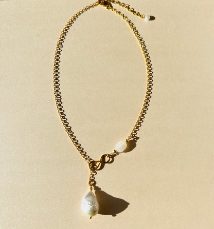 Celeste Infinity Moonstone & Pearl Chain Necklace