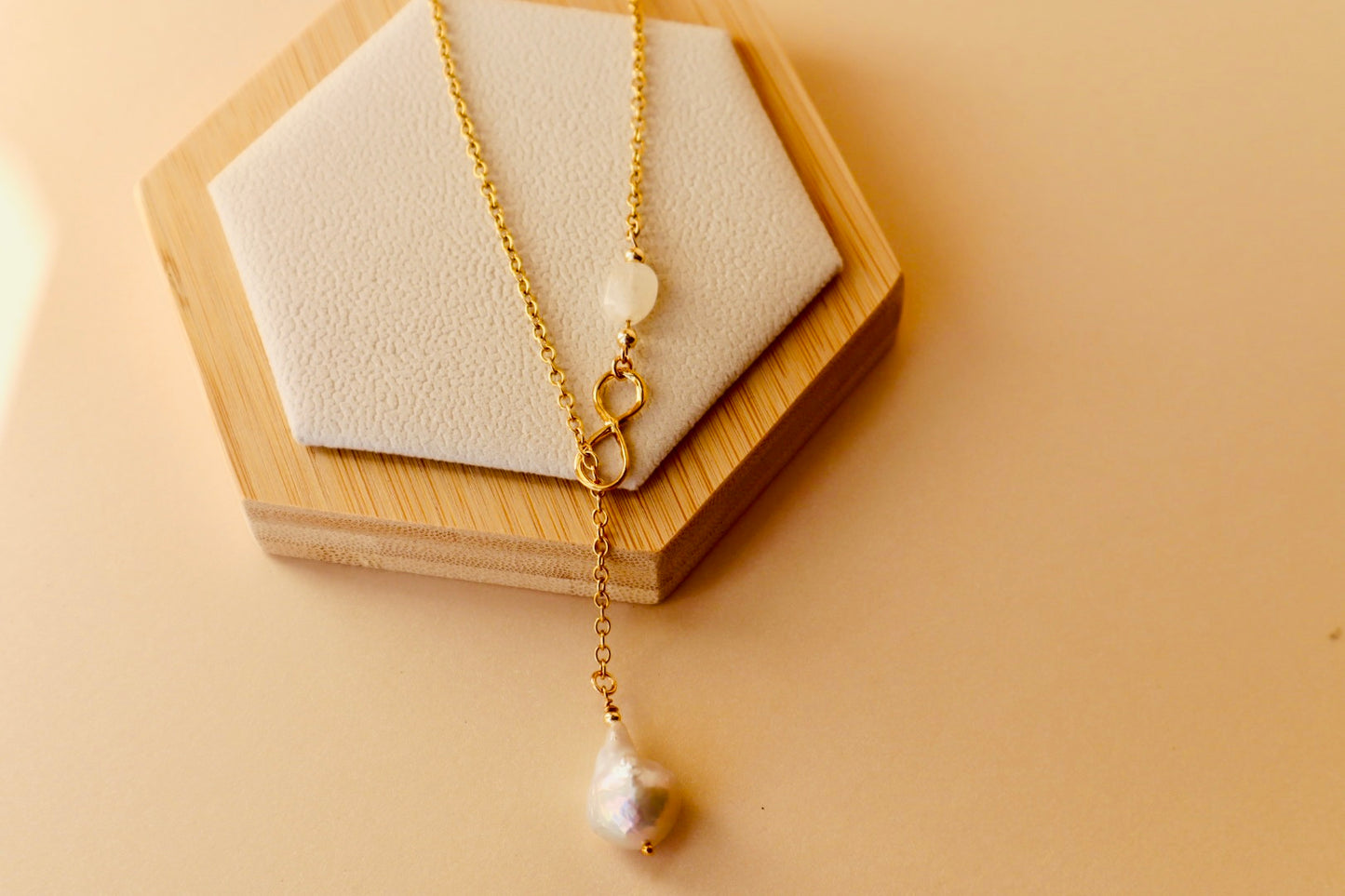 Celeste Infinity Moonstone & Pearl Chain Necklace