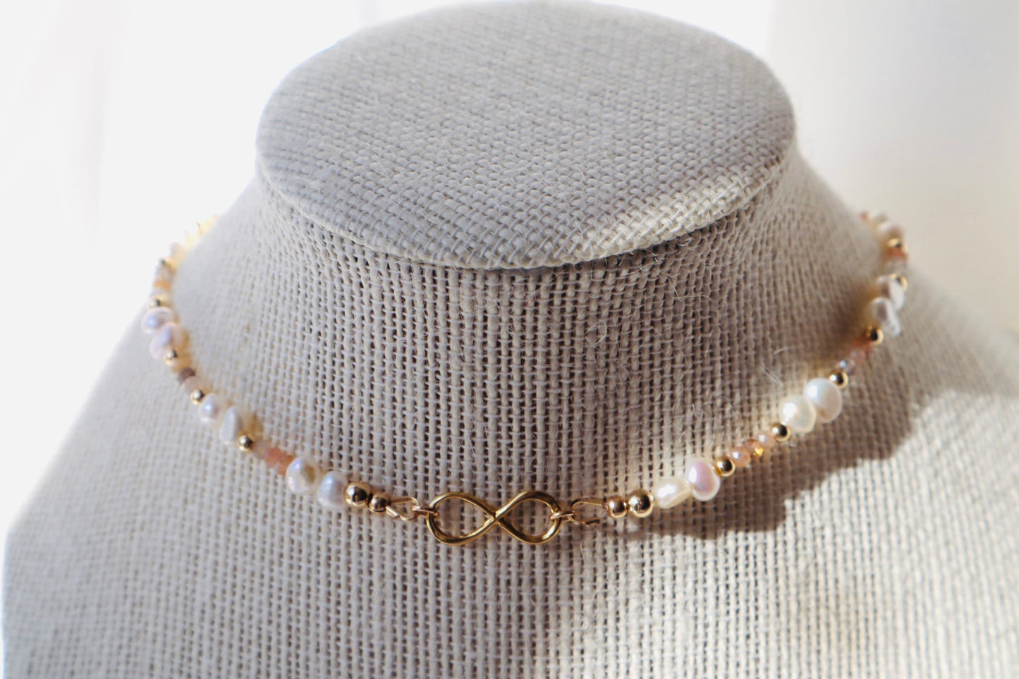Sitar Moonstone and Pearl Infinity Choker