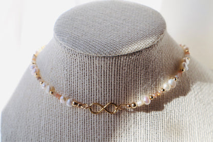 Sitar Moonstone and Pearl Infinity Choker