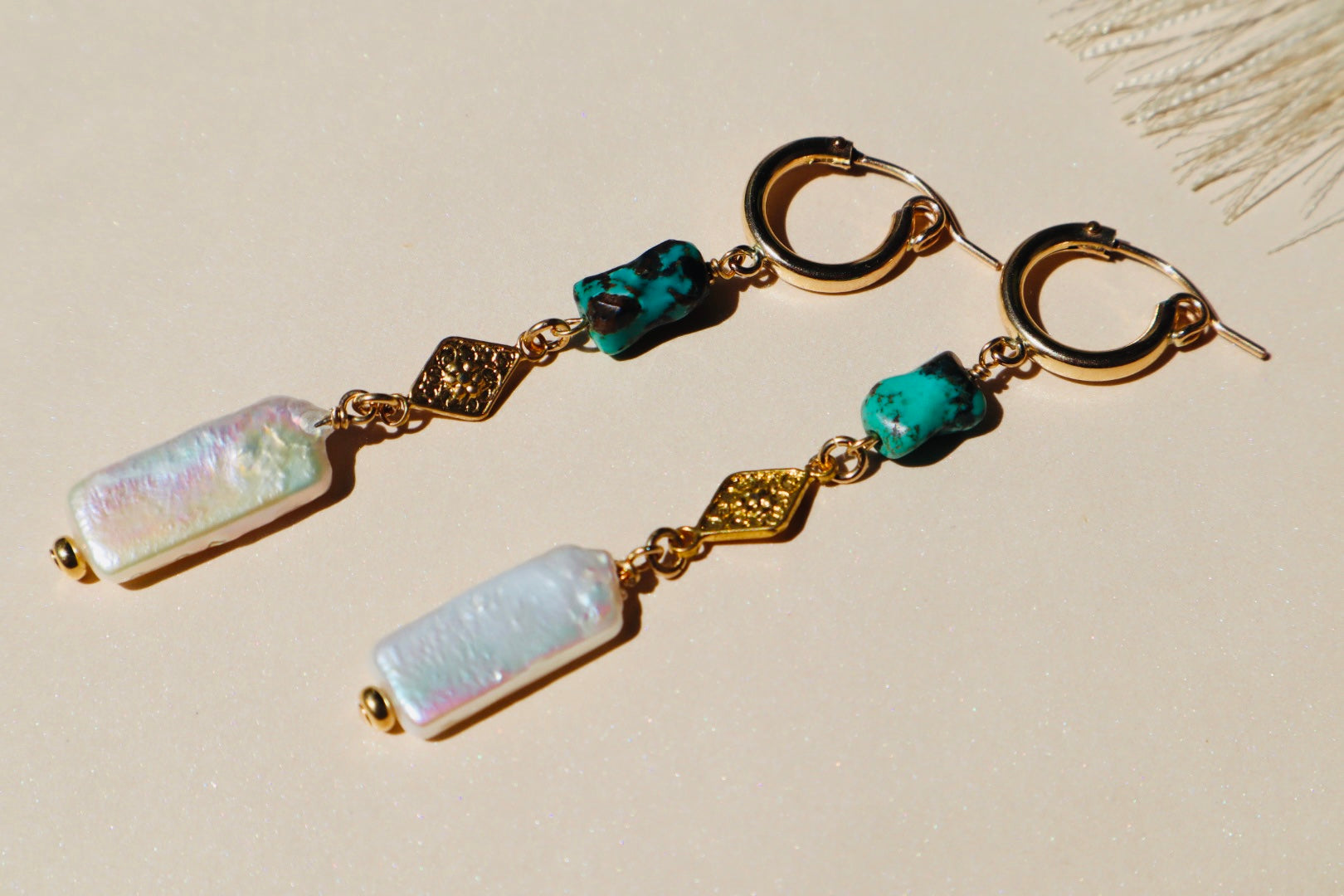 Freshwater pearl and gold drop earrings — Aphrodite earrings by Hera Jewels.