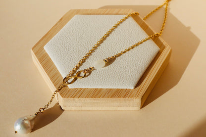 Celeste Infinity Moonstone & Pearl Chain Necklace
