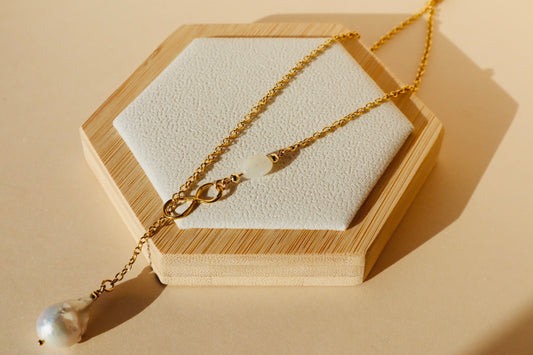 Celeste Infinity Moonstone & Pearl Chain Necklace