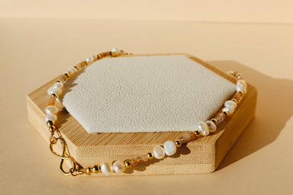 Sitar Moonstone and Pearl Infinity Choker
