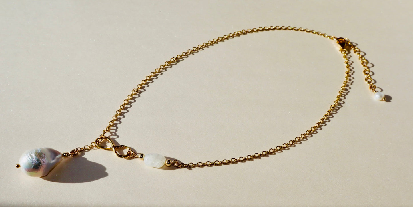 Celeste Infinity Moonstone & Pearl Chain Necklace