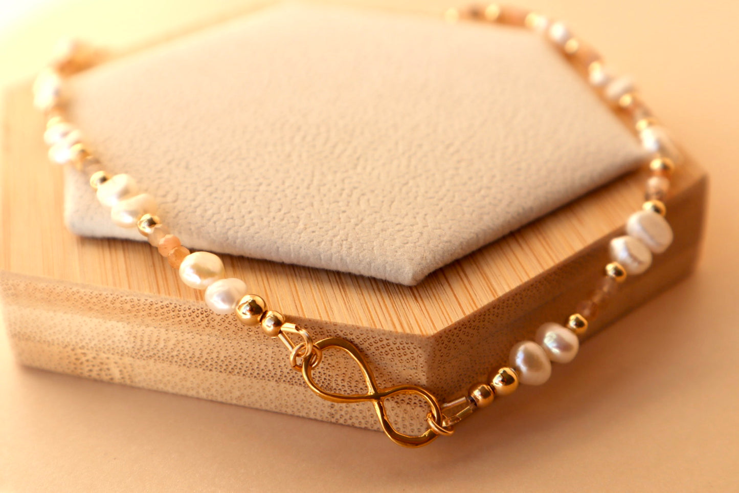 Sitar Moonstone and Pearl Infinity Choker