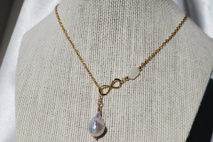Celeste Infinity Moonstone & Pearl Chain Necklace