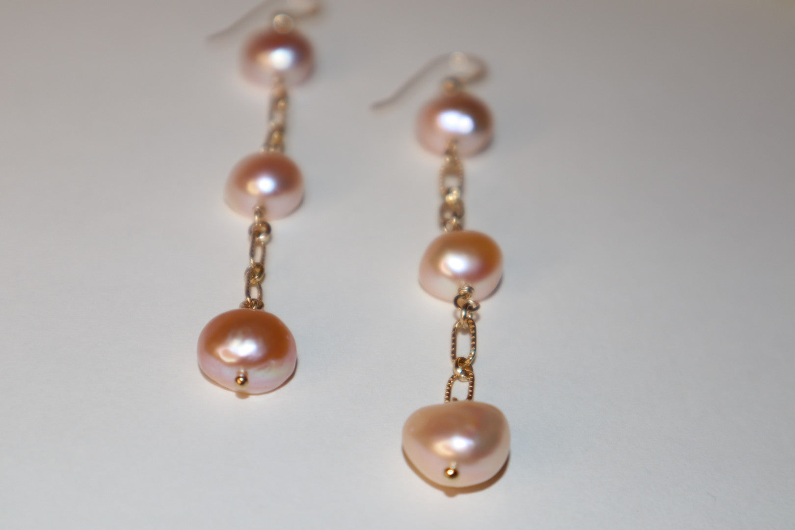14k gold-filled chain Pink Pearl drop Earrings