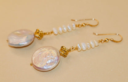 Hand-wrapped freshwater pearl drop earrings — Bellona earrings by Hera Jewels.