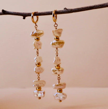Freshwater pearl earrings with gold-filled rondelle accents — Cleo earrings by Hera Jewels.