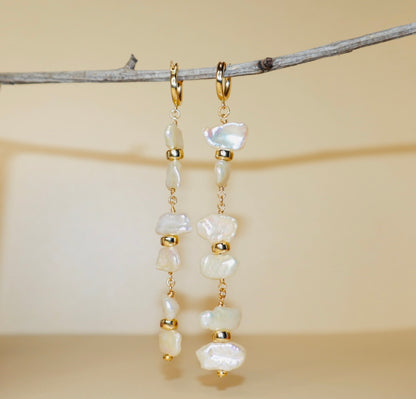 Freshwater pearl earrings with gold-filled rondelle accents — Cleo earrings by Hera Jewels.