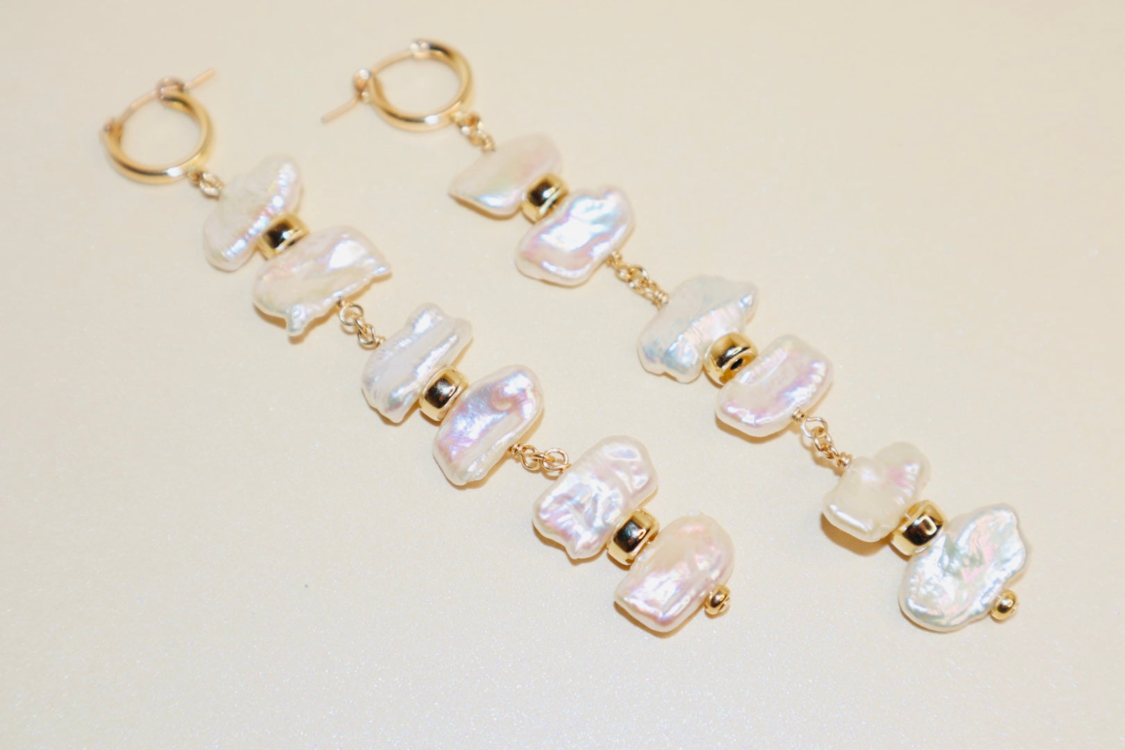 Freshwater pearl earrings with gold-filled rondelle accents — Cleo earrings by Hera Jewels.