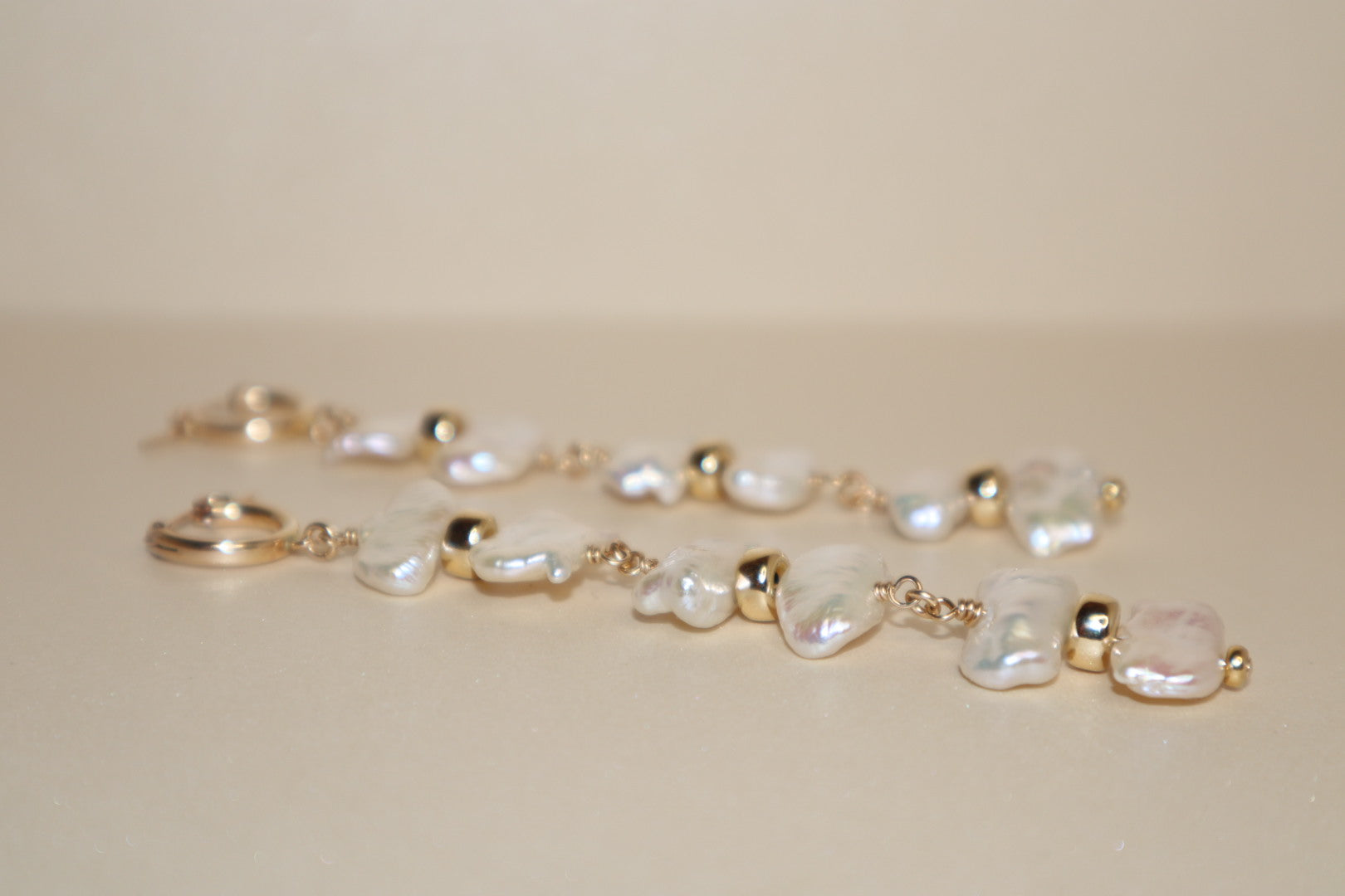Freshwater pearl earrings with gold-filled rondelle accents — Cleo earrings by Hera Jewels.