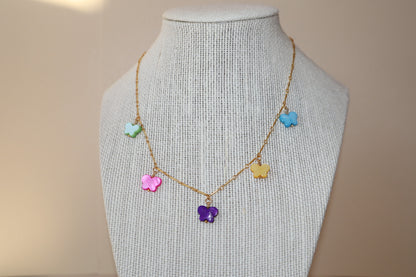 14k gold-filled chain colorful Mother of Pearl- Butterfly Choker-Necklace